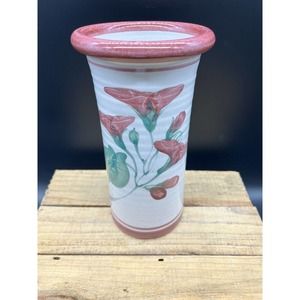 Vintage Floral Decorated Signed Robert Fishman Pottery Vase